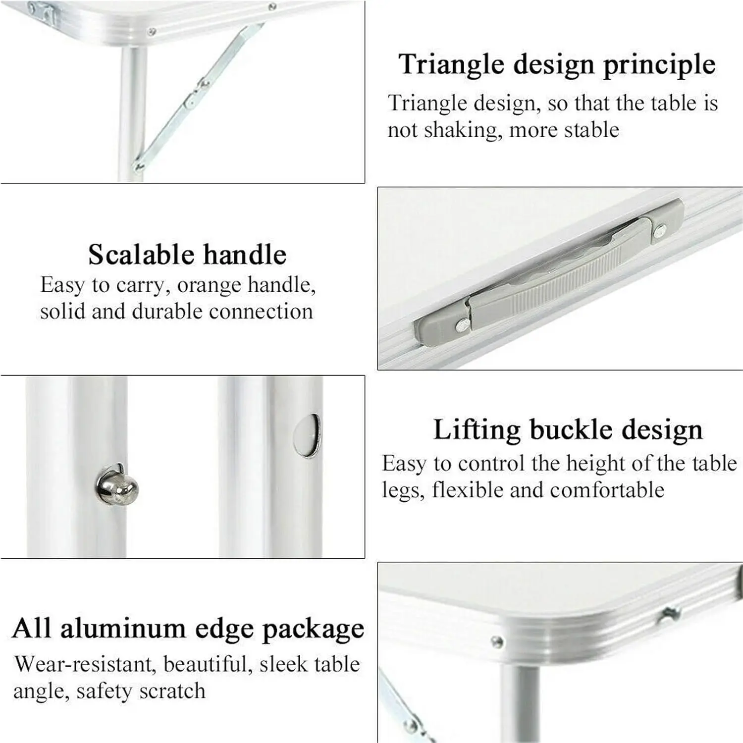 BRIEFNESS Folding Table with Carrying Handle Wedding Party Table Occasional Picnic Table Lightweight Outdoor Table Camping Table