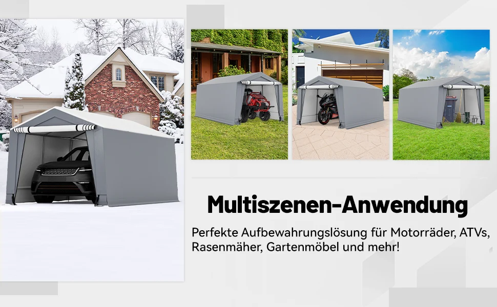 Garages tent carport, dimensions: 490x290x245 cm, tent garage with doors, pasture tent storage tent garage shelter, car shelter for