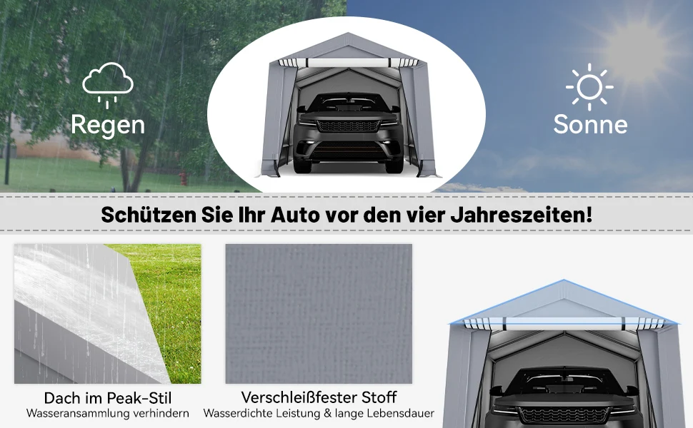 Garages tent carport, dimensions: 490x290x245 cm, tent garage with doors, pasture tent storage tent garage shelter, car shelter for