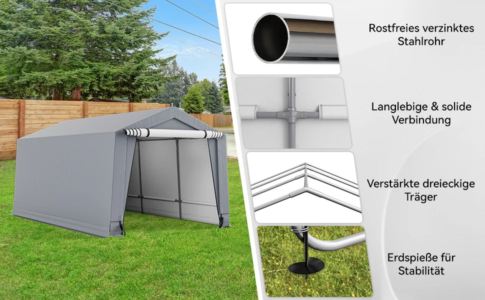 Garages tent carport, dimensions: 490x290x245 cm, tent garage with doors, pasture tent storage tent garage shelter, car shelter for