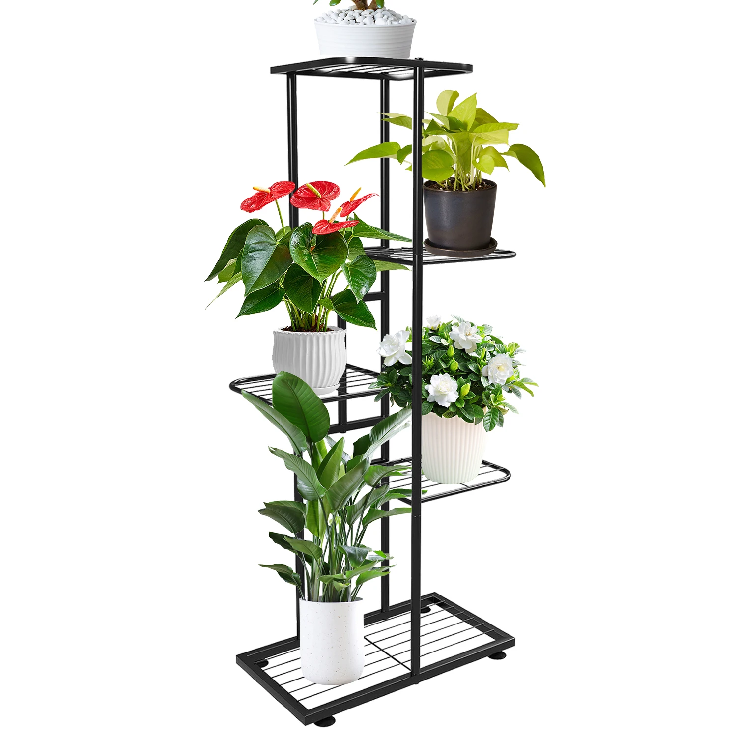 WRUT Iron 6 Layers Plant standard Flower Stand Flower Pot Tray bracelet Family Balcony Garden Bonsai Display Decorative Flower