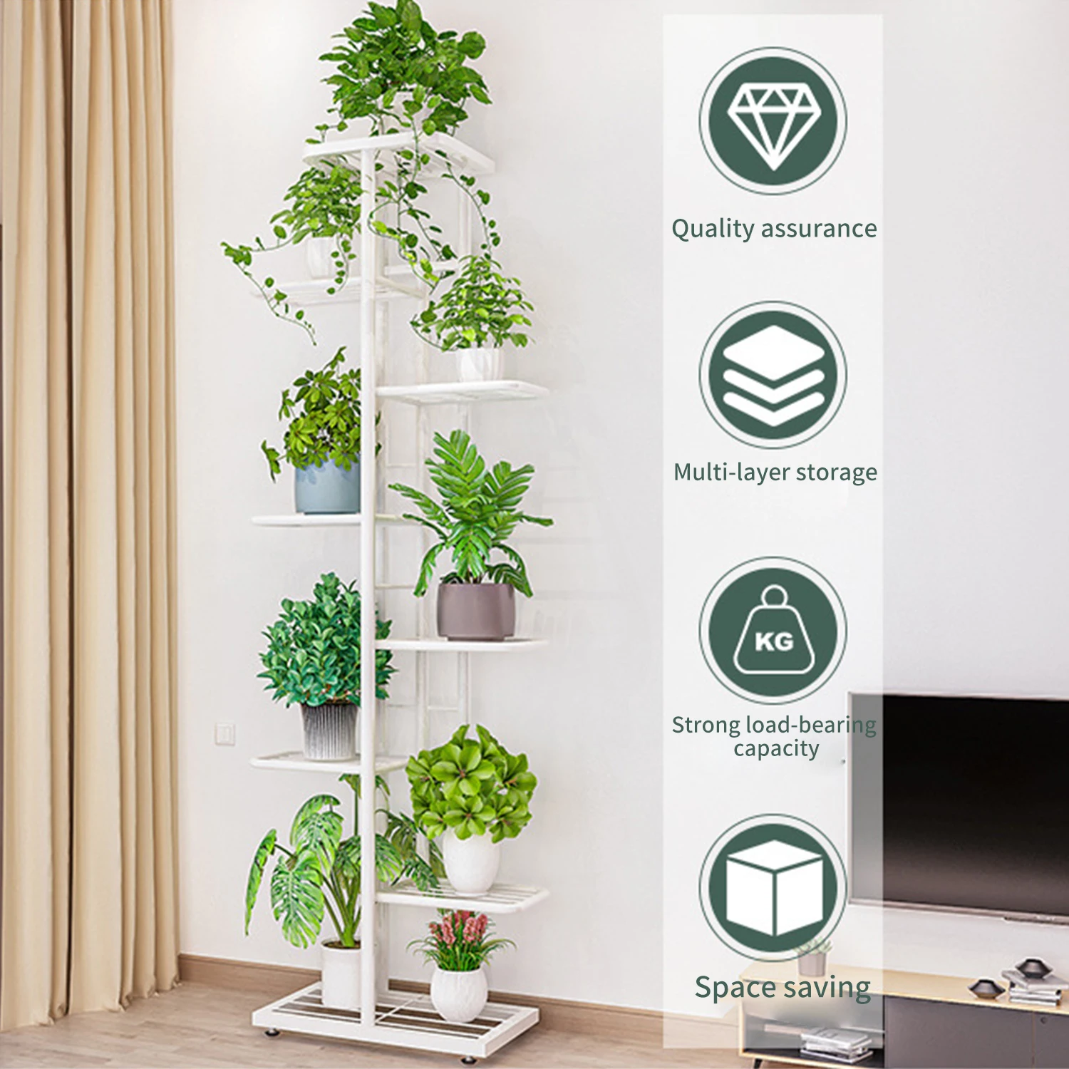 WRUT Iron 6 Layers Plant standard Flower Stand Flower Pot Tray bracelet Family Balcony Garden Bonsai Display Decorative Flower