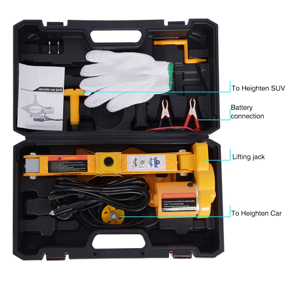3Ton 12V DC Automotive Car Electric Jack Lifting SUV Van Garage and Emergency Equipment