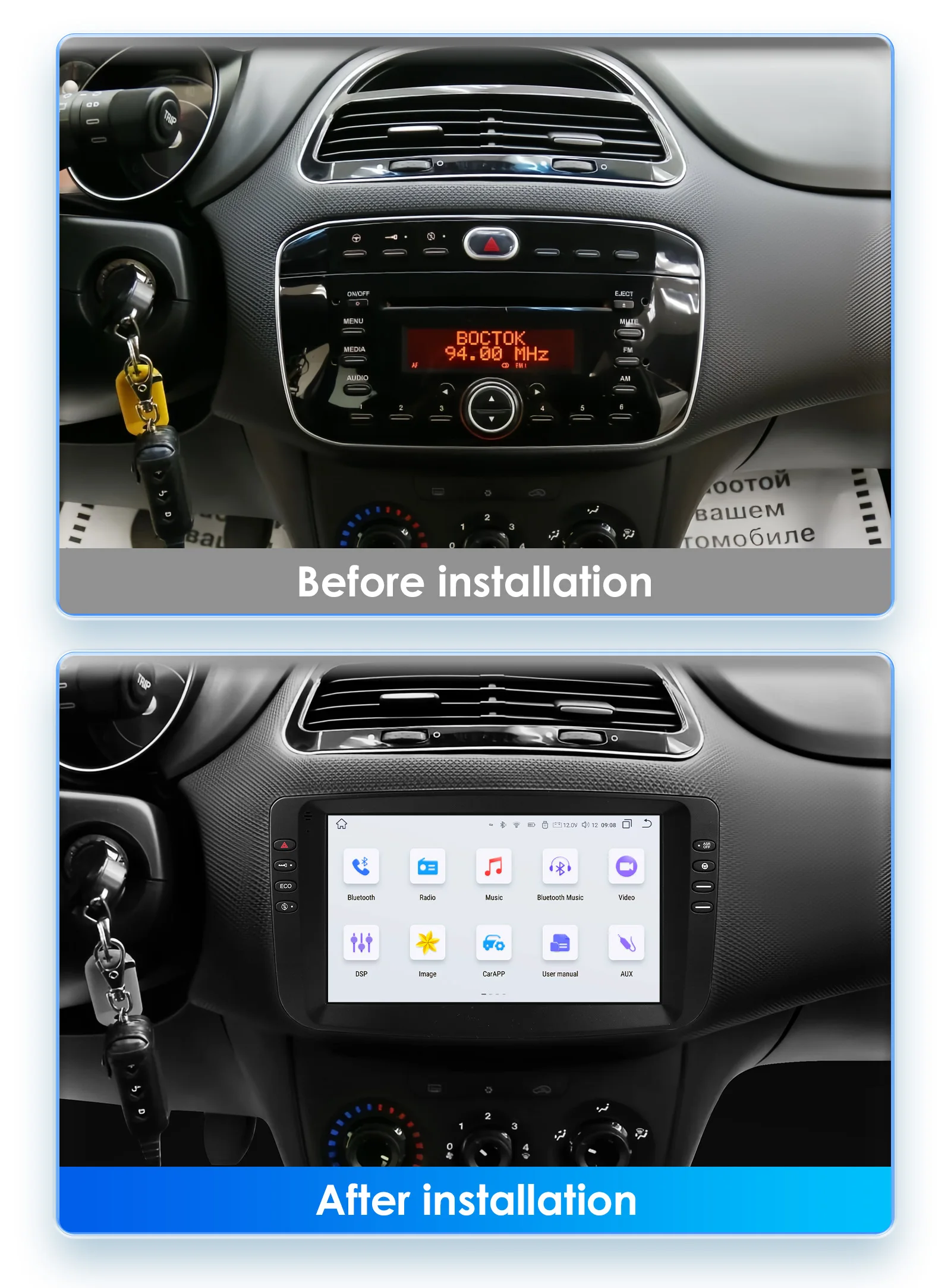 2Din Android 13 Car Radio For Fiat Linea Punto EVO 2012-2015 Car Multimedia GPS 4G Carplay Intelligent Screen autoradio 360Cam