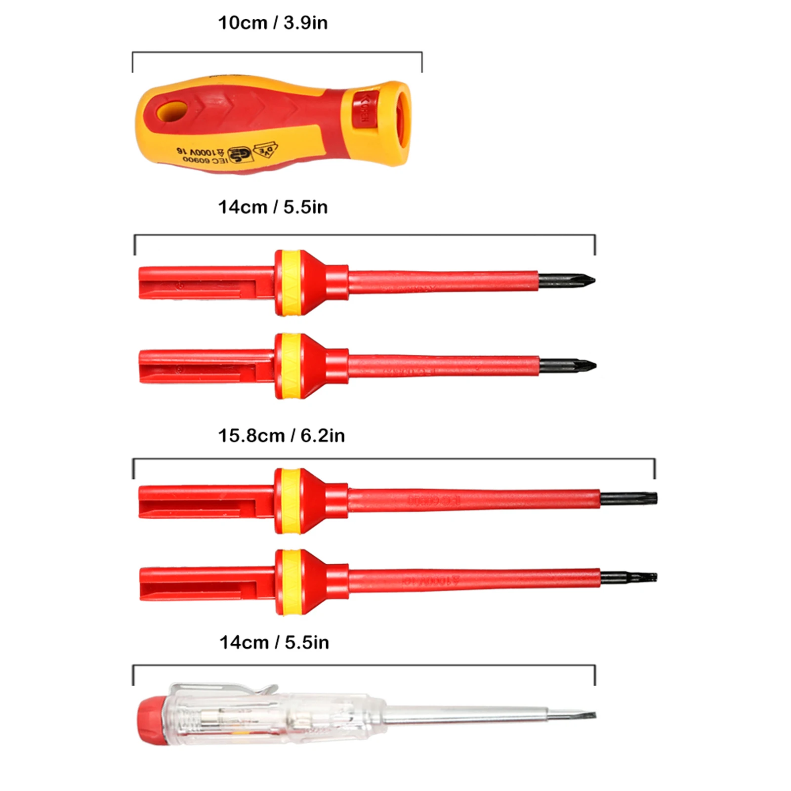 13pcs 1000V Changeable Insulated Screwdrivers Set with Magnetic Slotted Phillips Pozidriv Torx Bits Electrician Repair Tools Kit