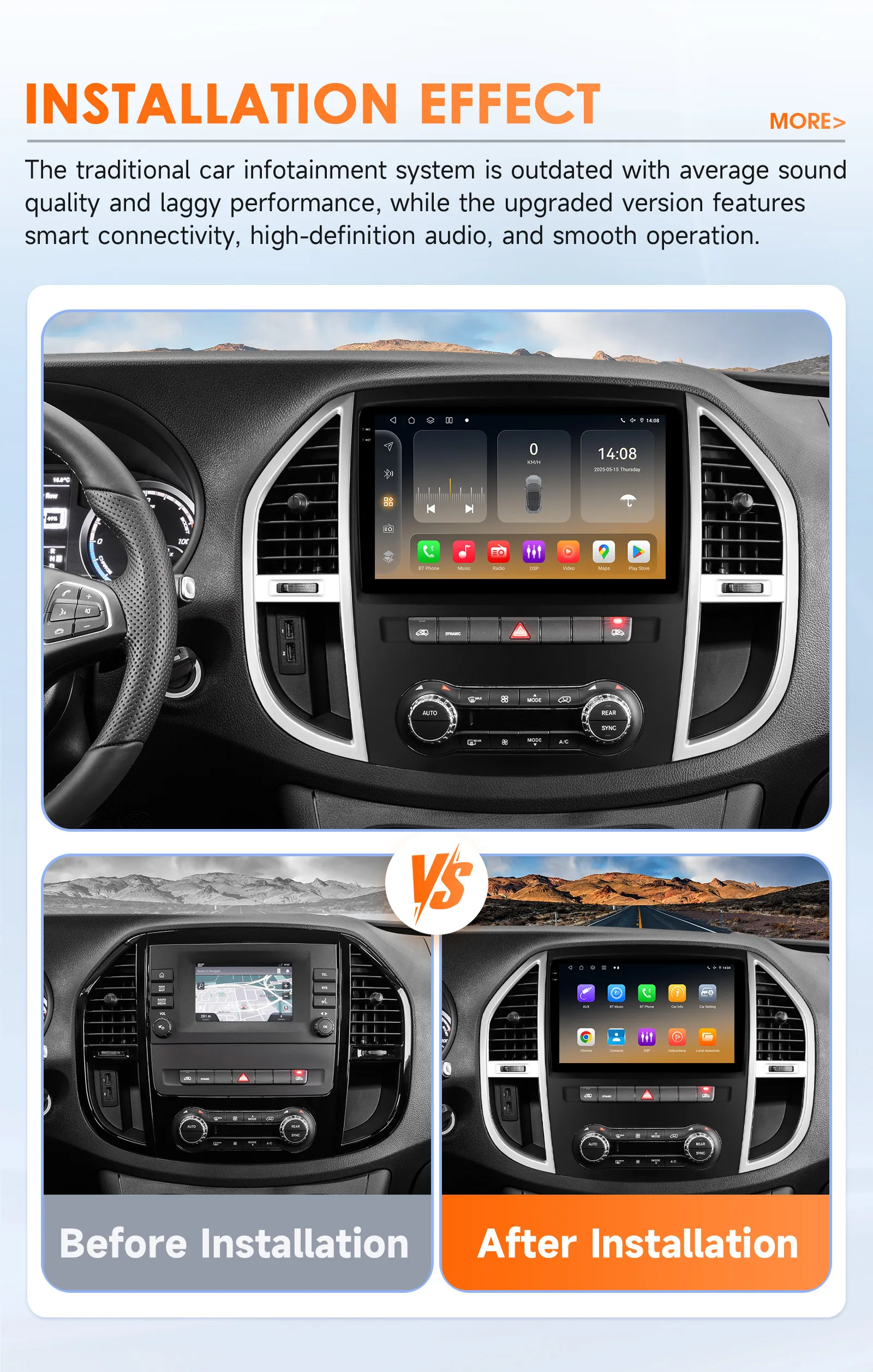 Hizpo 10.1" Radio For Mercedes Benz Vito W447 2014-2021 AI Voice 2 Din Android Auto Carplay Car Multimedia GPS 2din Stereo 6115