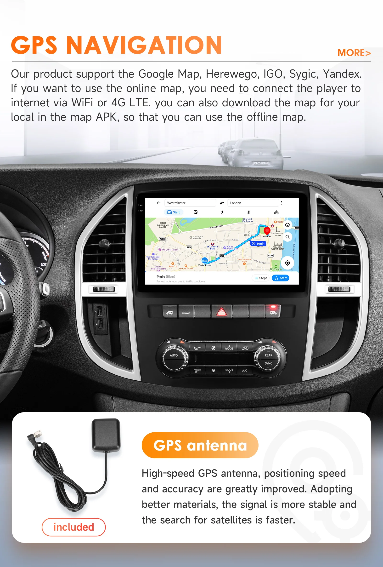 Hizpo 10.1" Radio For Mercedes Benz Vito W447 2014-2021 AI Voice 2 Din Android Auto Carplay Car Multimedia GPS 2din Stereo 6115