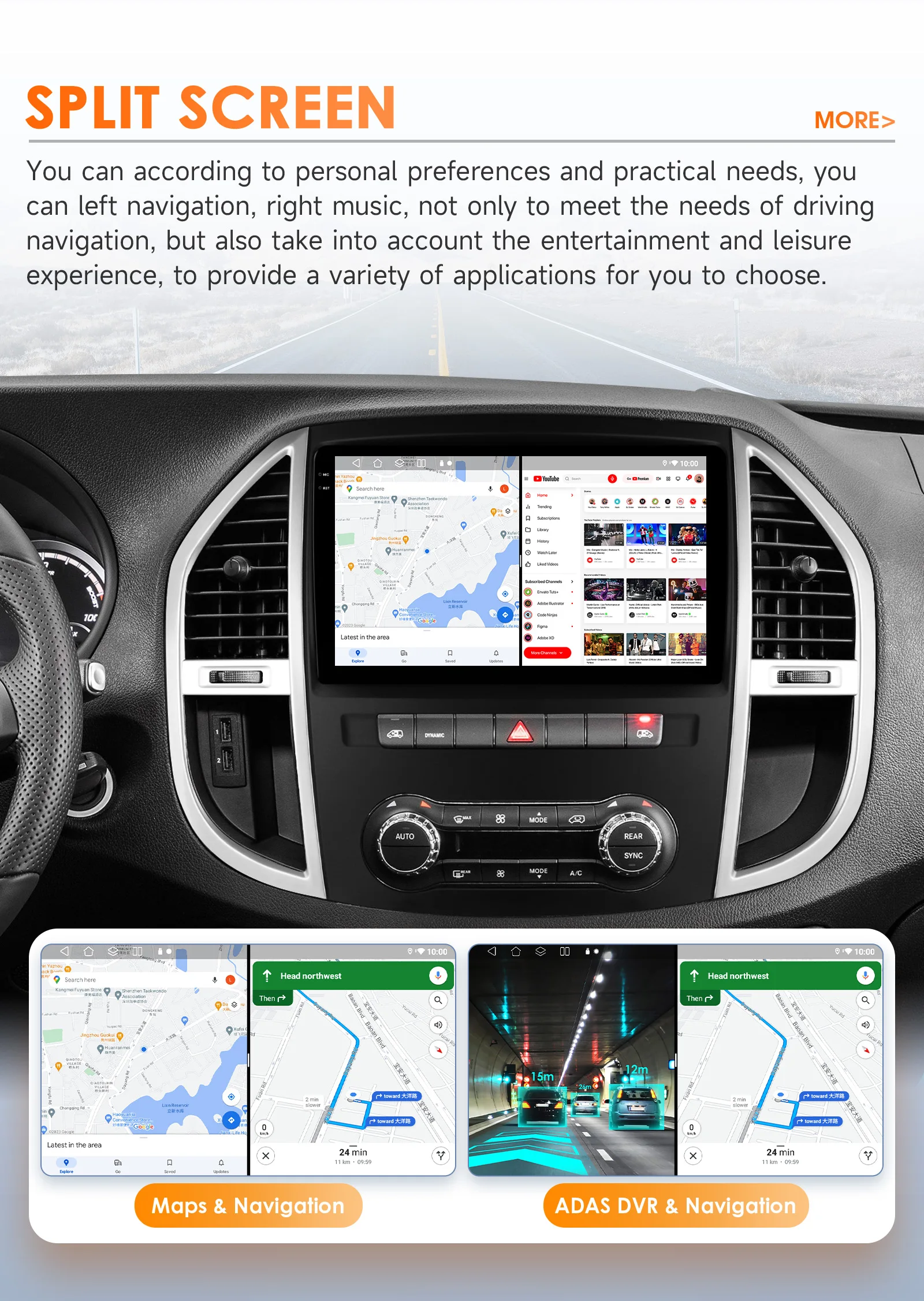Hizpo 10.1" Radio For Mercedes Benz Vito W447 2014-2021 AI Voice 2 Din Android Auto Carplay Car Multimedia GPS 2din Stereo 6115