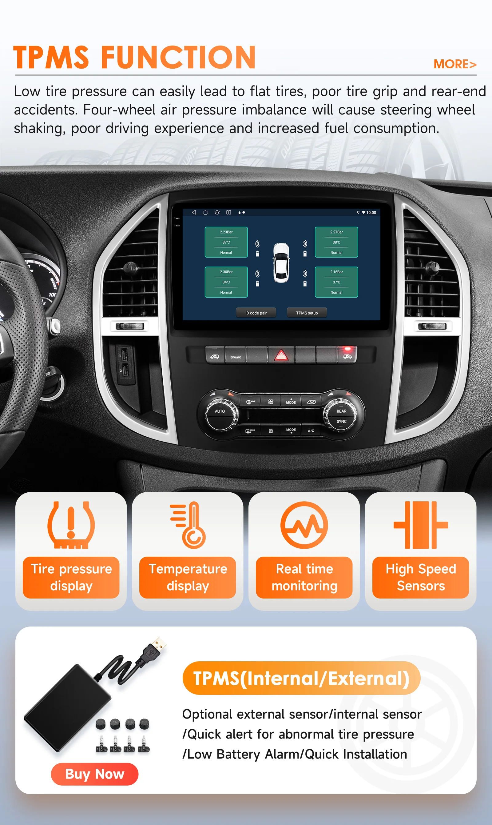 Hizpo 10.1" Radio For Mercedes Benz Vito W447 2014-2021 AI Voice 2 Din Android Auto Carplay Car Multimedia GPS 2din Stereo 6115