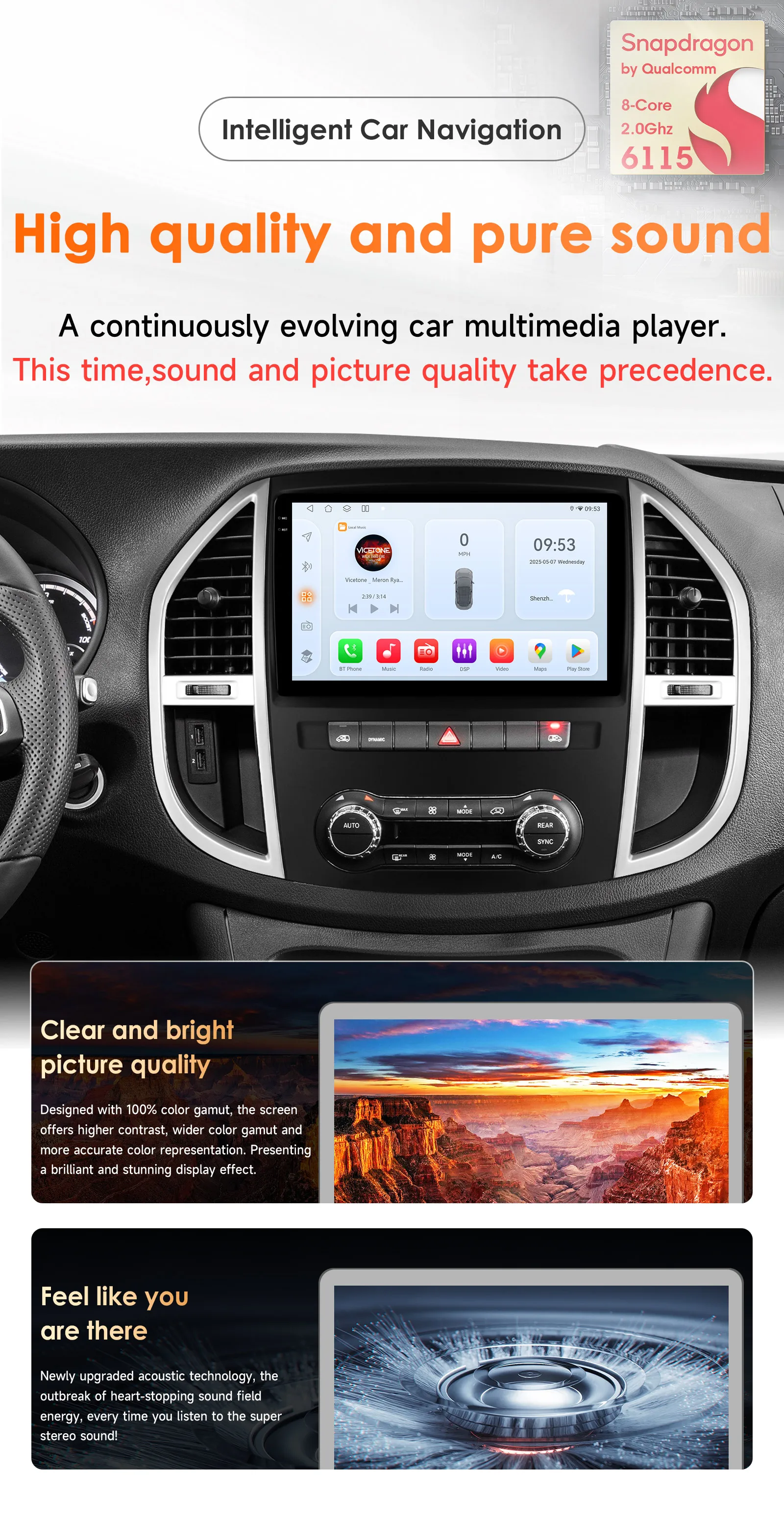 Hizpo 10.1" Radio For Mercedes Benz Vito W447 2014-2021 AI Voice 2 Din Android Auto Carplay Car Multimedia GPS 2din Stereo 6115