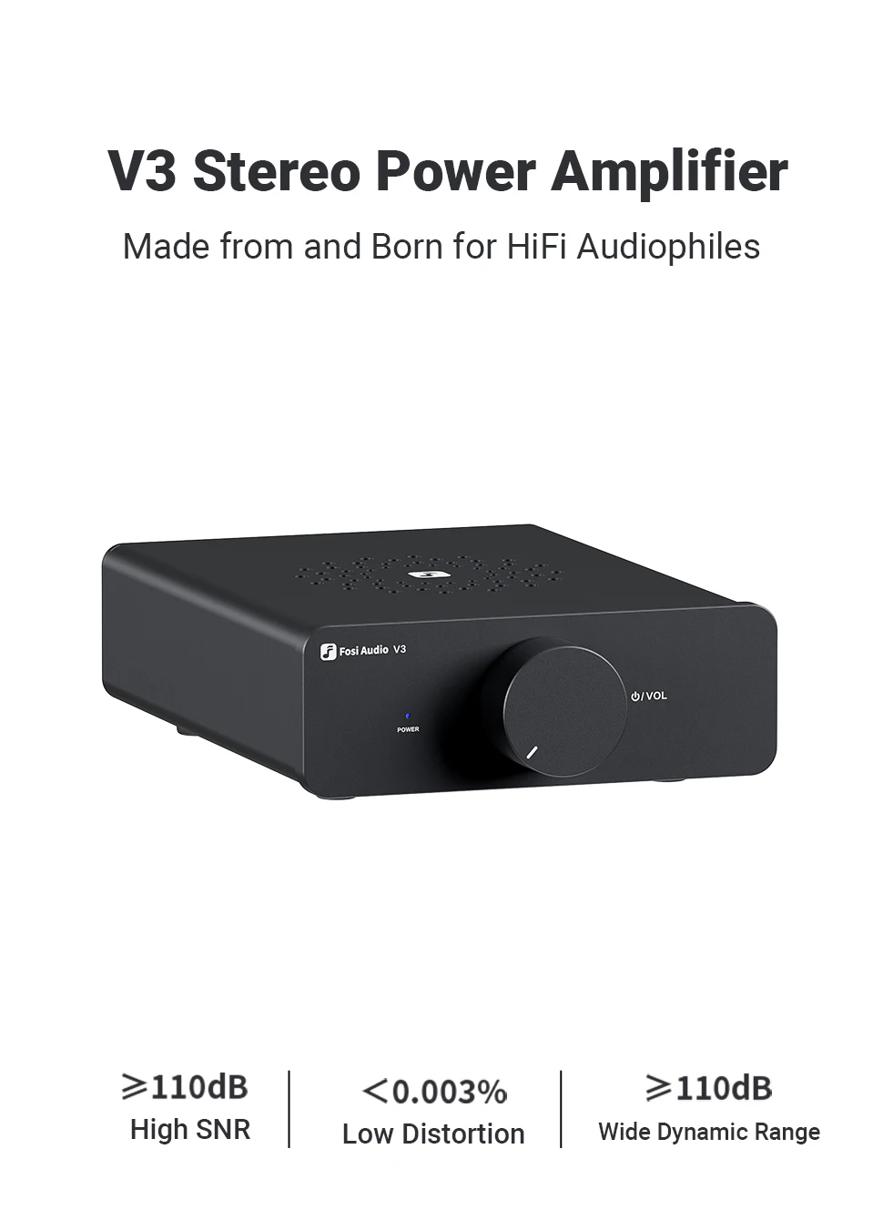 Fosi Audio Stereo Power Amplifier 300W x2 TPA3255 Class D Mini Speaker Amp 2 Channel Audio Amplifier for Passive Bookshelf
