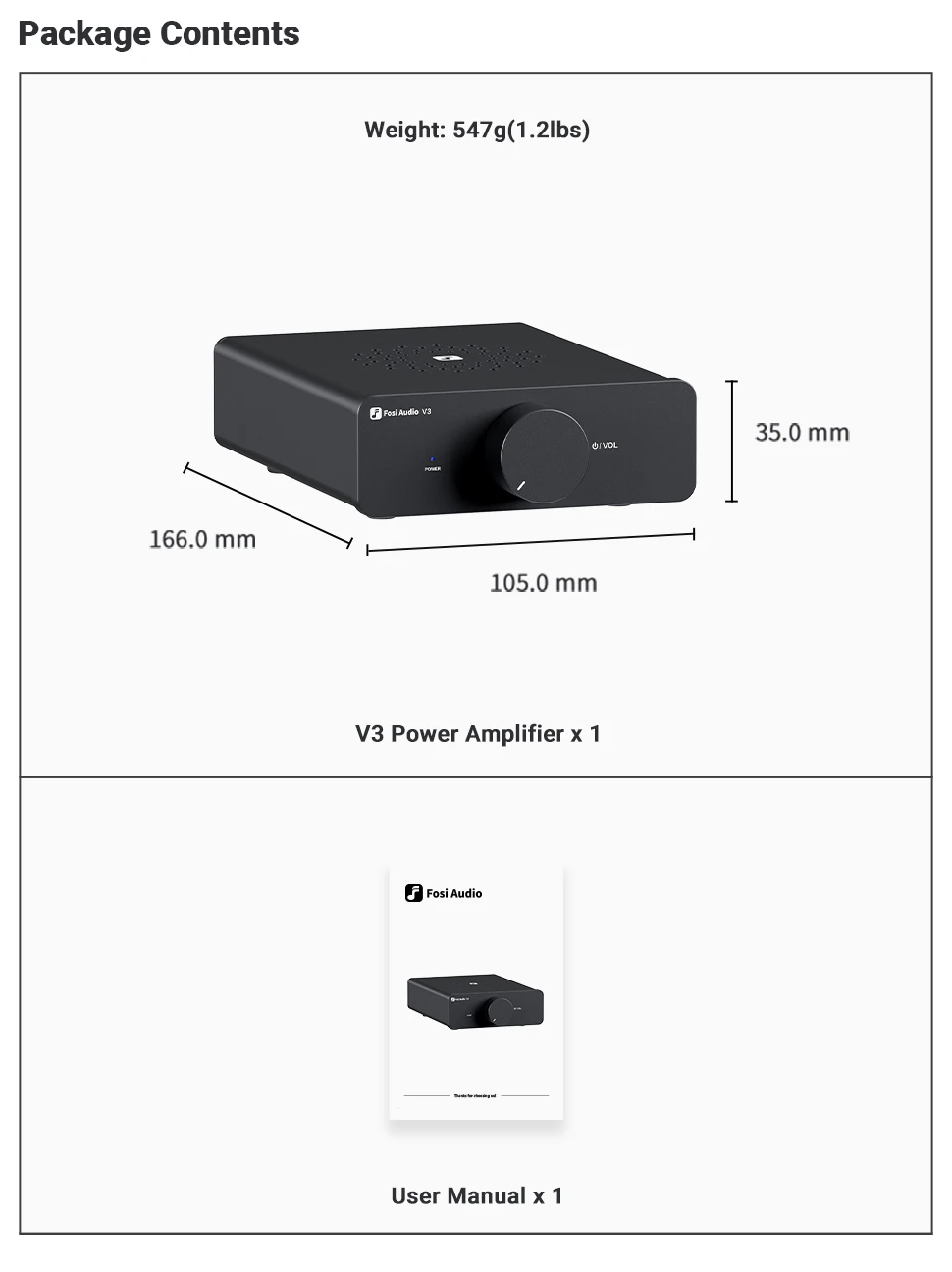 Fosi Audio Stereo Power Amplifier 300W x2 TPA3255 Class D Mini Speaker Amp 2 Channel Audio Amplifier for Passive Bookshelf