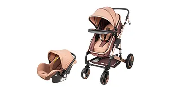 VEVOR Luxurious Baby Stroller 3 in 1 Portable Travel Reclining Baby Carriage Folding Pram for Newborn Baby Bassinet Pushchair