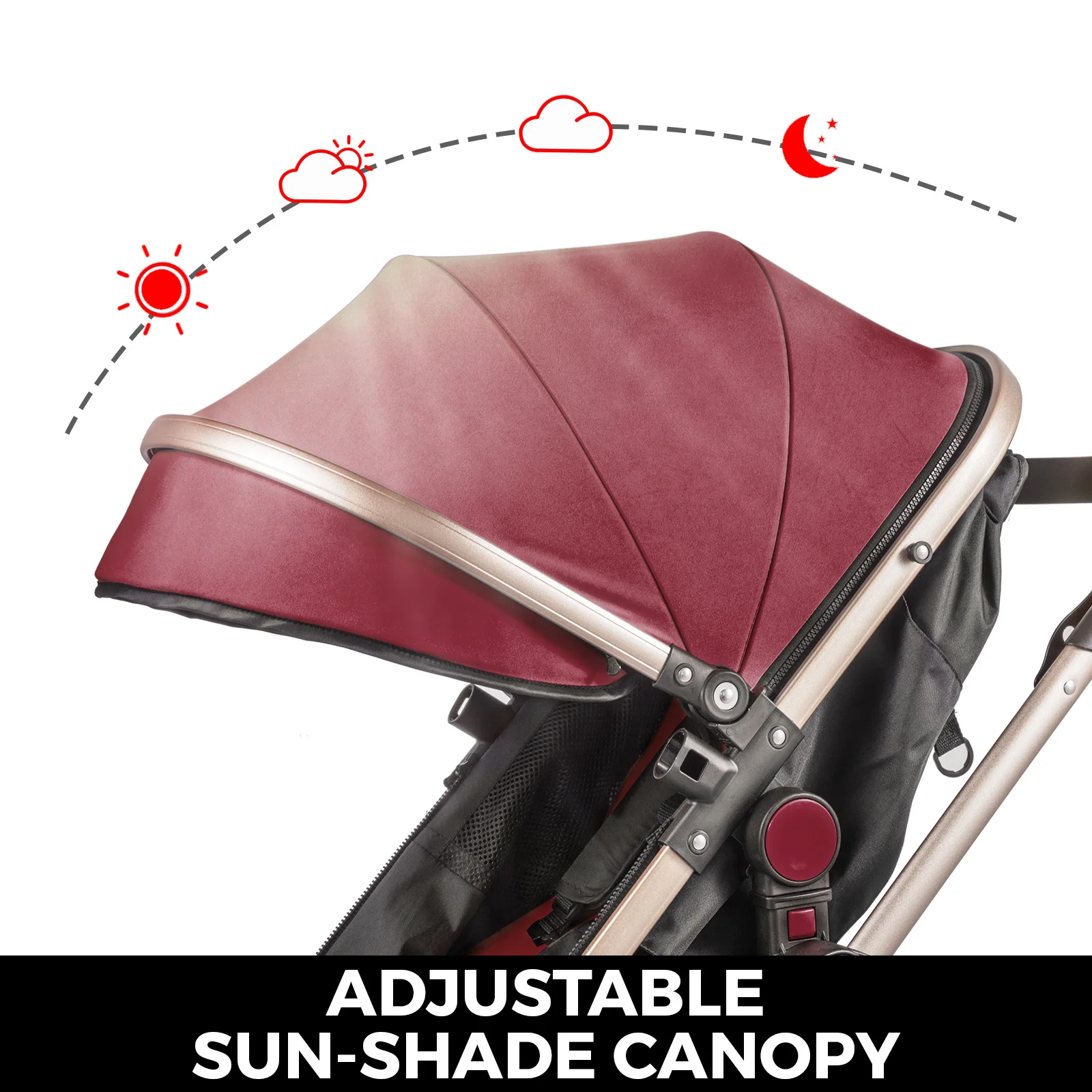 VEVOR Luxurious Baby Stroller 3 in 1 Portable Travel Reclining Baby Carriage Folding Pram for Newborn Baby Bassinet Pushchair