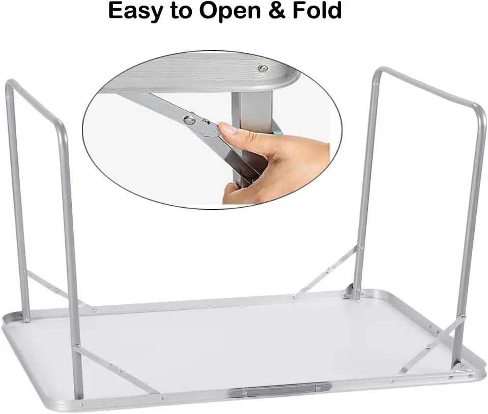 Foldable Camping Table, Portable Aluminium PicnicTable Small Laptop Desk TV Dinner Bed Table for Home Office, 80x60x69cm