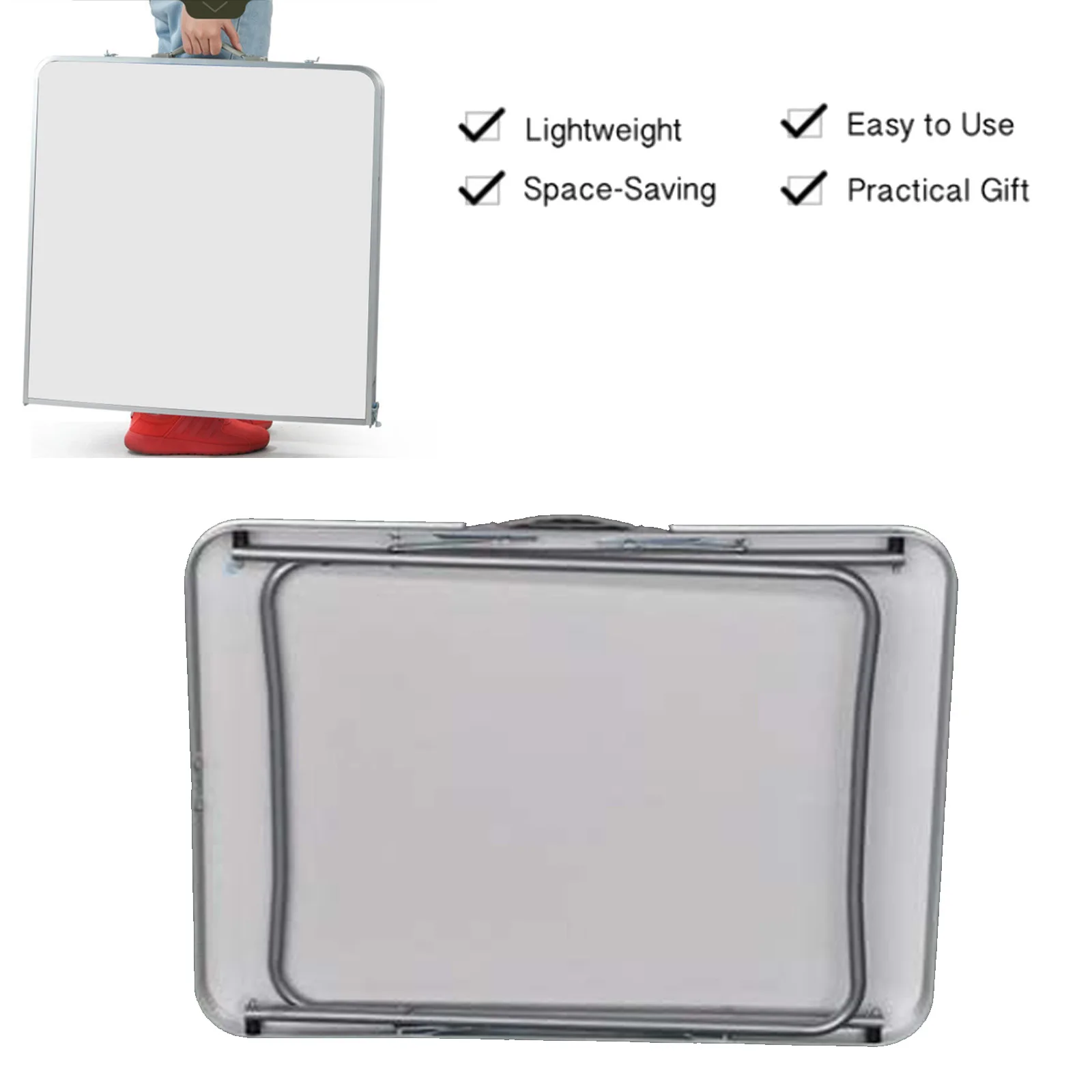 Foldable Camping Table, Portable Aluminium PicnicTable Small Laptop Desk TV Dinner Bed Table for Home Office, 80x60x69cm