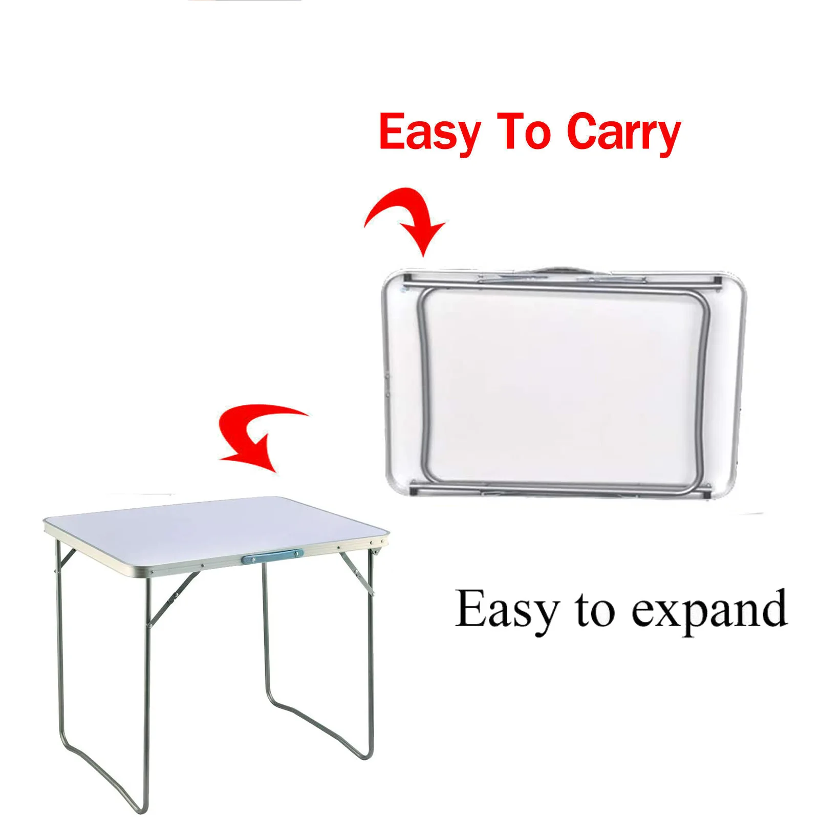 Foldable Camping Table, Portable Aluminium PicnicTable Small Laptop Desk TV Dinner Bed Table for Home Office, 80x60x69cm