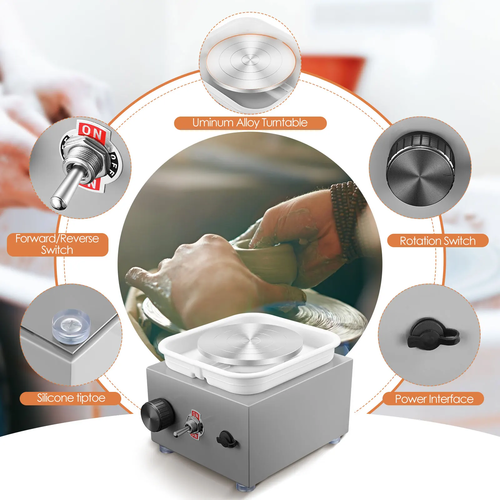 Mini ceramic wheels, Couleeur 2000rpm and 10/6.5cm mini electric pottery machine, ceramic kit with stable and adjustable speed