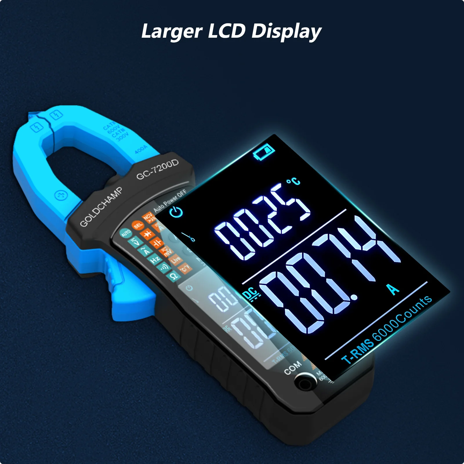 Digital Current Clamp Meter, TRMS Auto Ranging 6000 Counts 400A Clamp Multimeter for AC/DC Voltage and Current Testing NCV