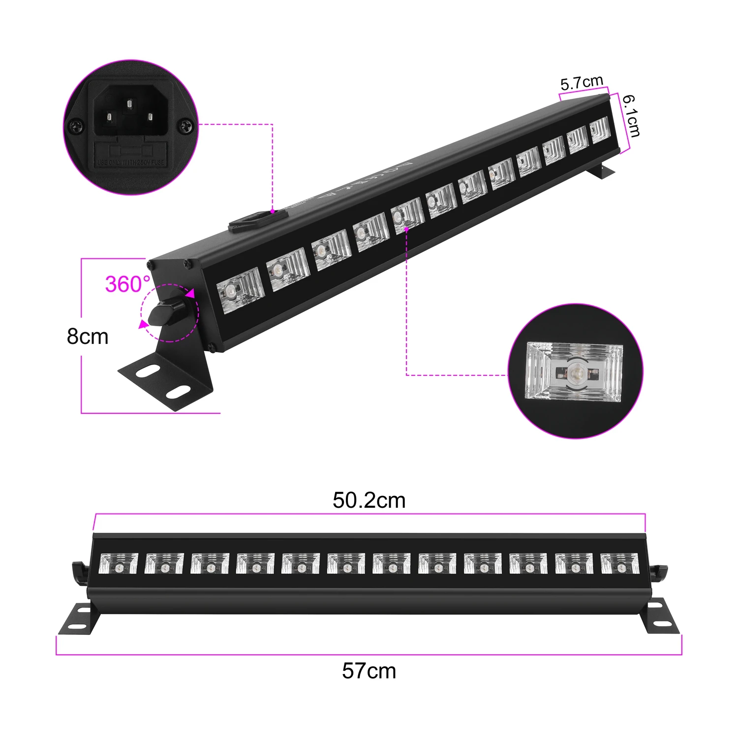U'King UV 12 LED Wall Wash Light Black Light with Remote Control DMX Stage Light Effect for DJ Disco Party Holiday Wedding