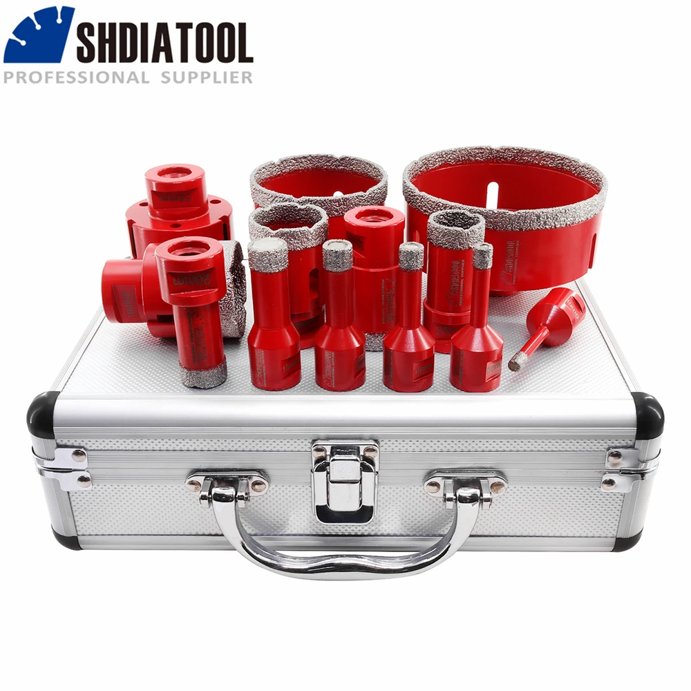 SHDIATOOL 13Pcs Diamond Drill Core Bits Set 6/8/10/12/16/20/25/30/35/45/55/68/100mm Bit For Granite Porcelain Hole Saw Opener