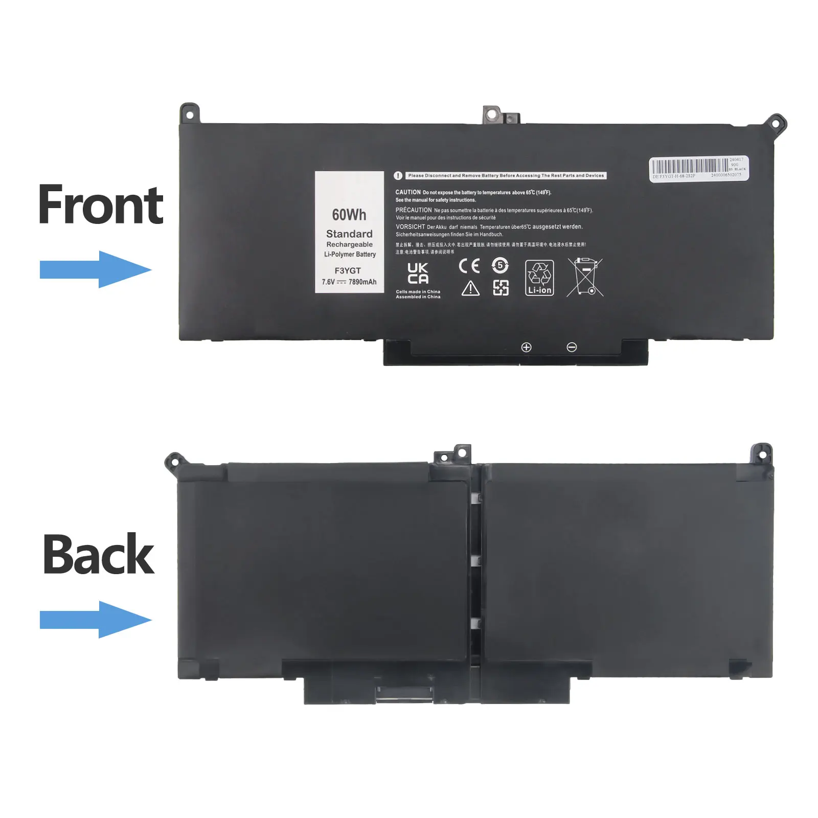 Oyomba F3YGT Laptop Battery for Dell Latitude E7280 E7480 E7290 E7390 E7490 Latitude 12 7000 7280 7290 DM6WC 2X39G KG7VF V4940