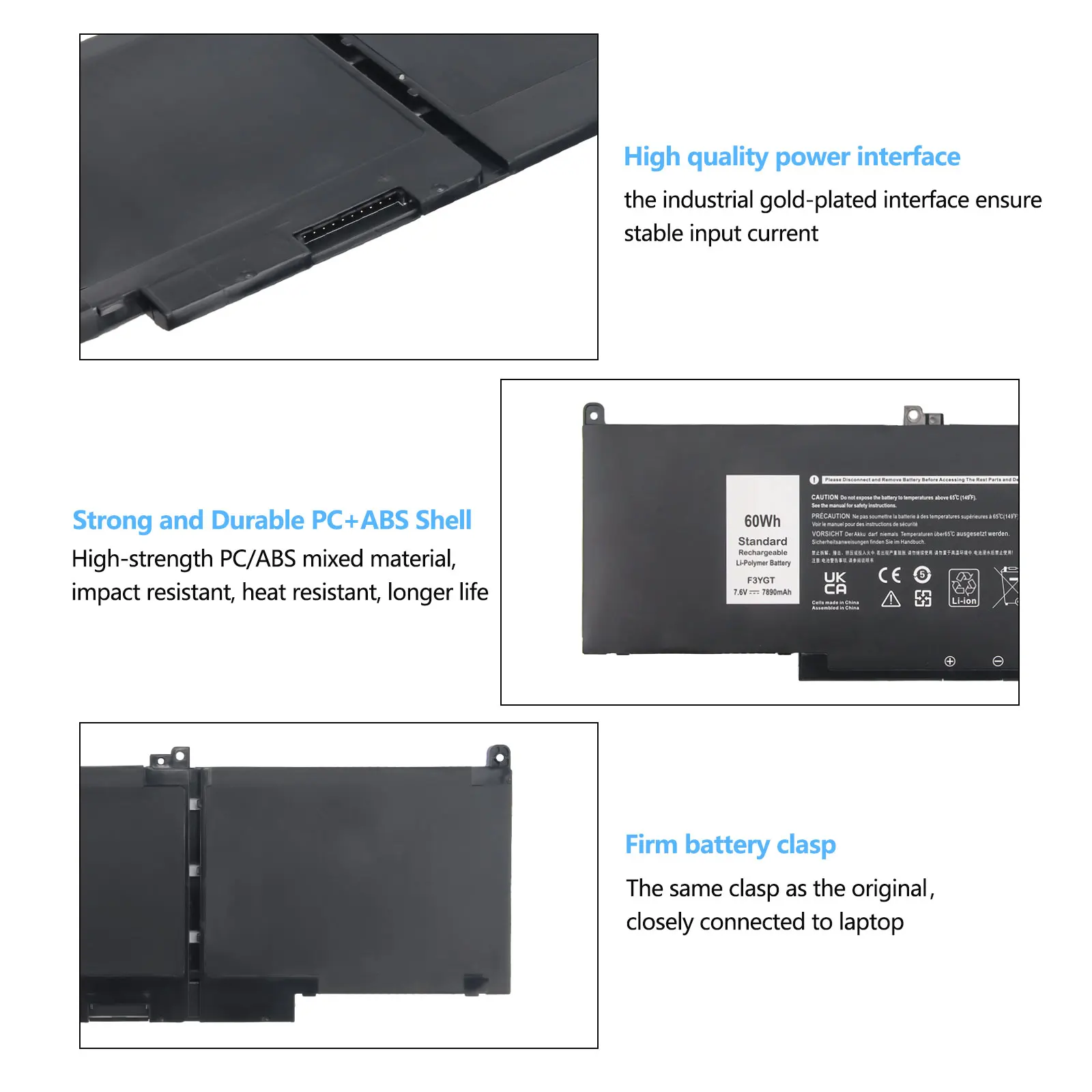Oyomba F3YGT Laptop Battery for Dell Latitude E7280 E7480 E7290 E7390 E7490 Latitude 12 7000 7280 7290 DM6WC 2X39G KG7VF V4940