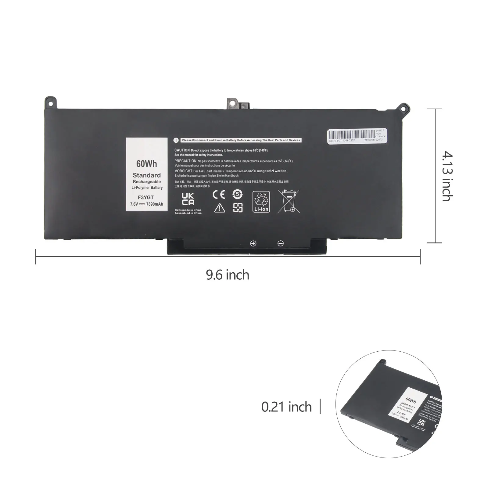 Oyomba F3YGT Laptop Battery for Dell Latitude E7280 E7480 E7290 E7390 E7490 Latitude 12 7000 7280 7290 DM6WC 2X39G KG7VF V4940