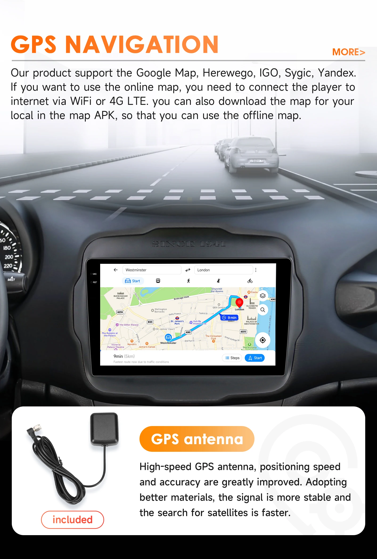 9" Hizpo 2Din Android14 Car Radio for Jeep Renegade 2016 - 2020 GPS RDS DSP 4G BT Android Auto CarPlay Snapdragon 6115 360°CAM