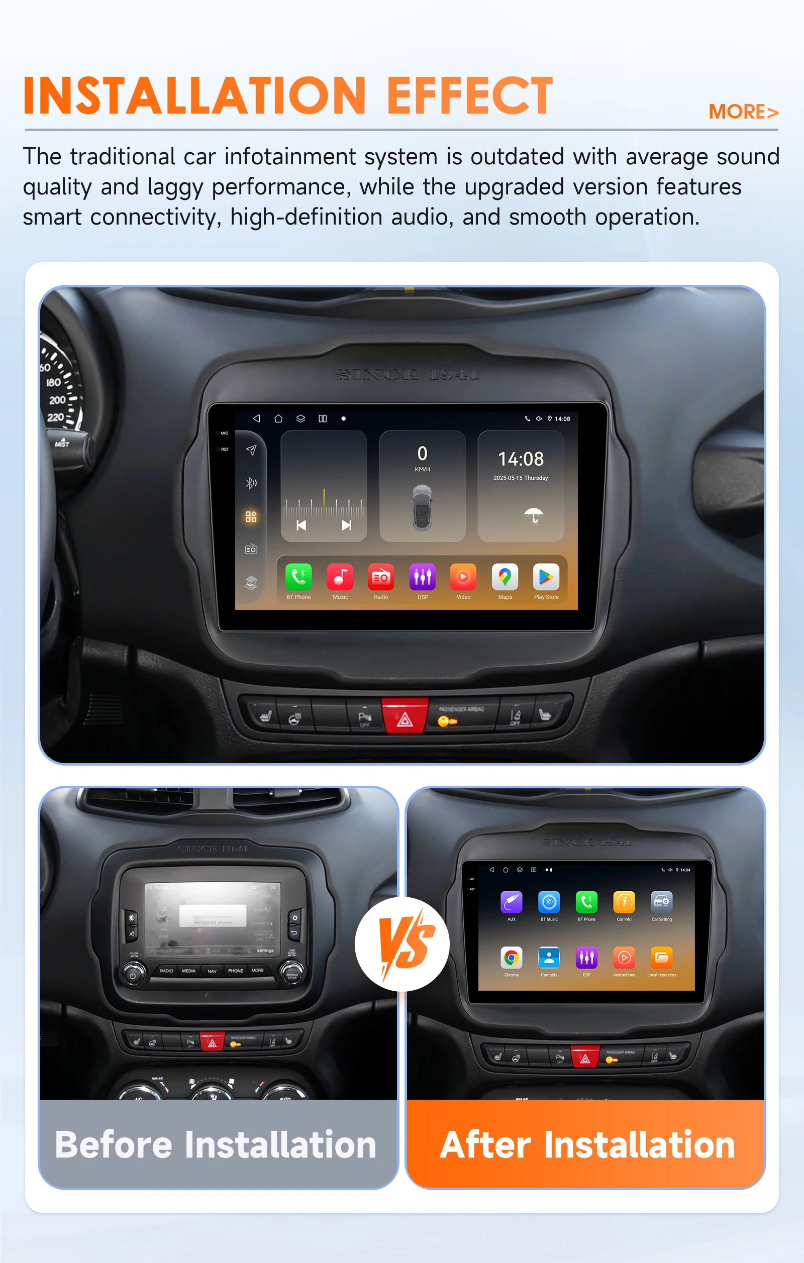 9" Hizpo 2Din Android14 Car Radio for Jeep Renegade 2016 - 2020 GPS RDS DSP 4G BT Android Auto CarPlay Snapdragon 6115 360°CAM
