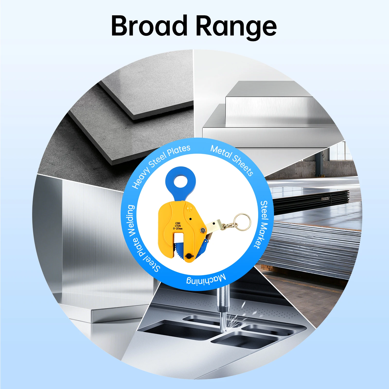 2204.62 lbs Metal Sheets Lifting Clamp Vertical Plate Lift Heavy-Duty Plates Transportation Clamp Opening Range 0-0.79 Inches