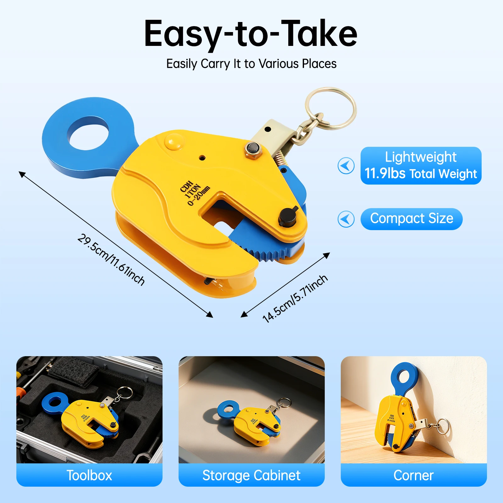 2204.62 lbs Metal Sheets Lifting Clamp Vertical Plate Lift Heavy-Duty Plates Transportation Clamp Opening Range 0-0.79 Inches