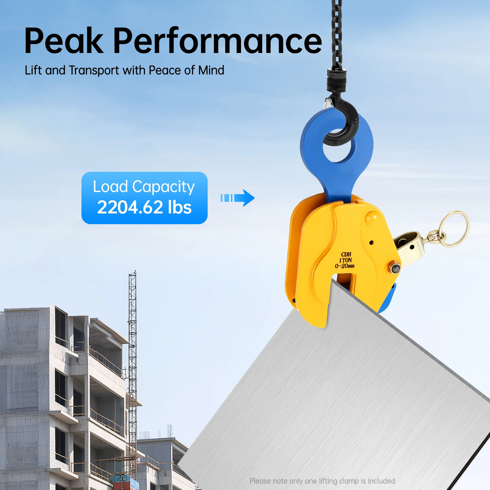 2204.62 lbs Metal Sheets Lifting Clamp Vertical Plate Lift Heavy-Duty Plates Transportation Clamp Opening Range 0-0.79 Inches