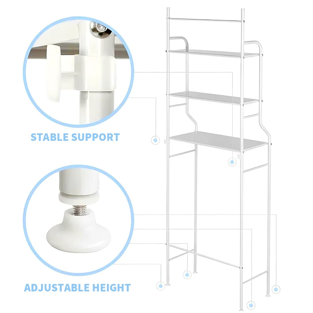 Bathroom Washing Machine Rack Multilayer Toilet Storage Rack Perforation-Free Storage Shelf Household Washing Racks