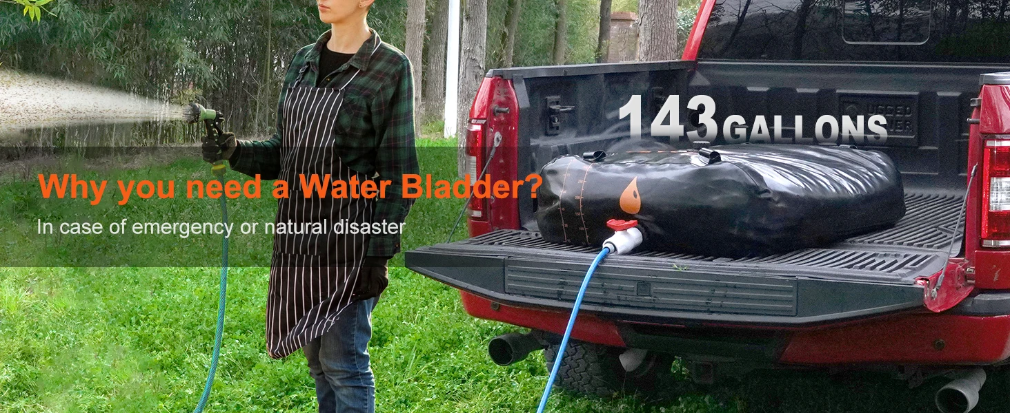 SucceBuy Water Tank Bladder PVC Collapsible Water Bladder Including Spigots and Overflow Kit Portable for Garden Water Catcher