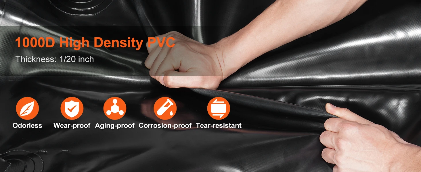 SucceBuy Water Tank Bladder PVC Collapsible Water Bladder Including Spigots and Overflow Kit Portable for Garden Water Catcher
