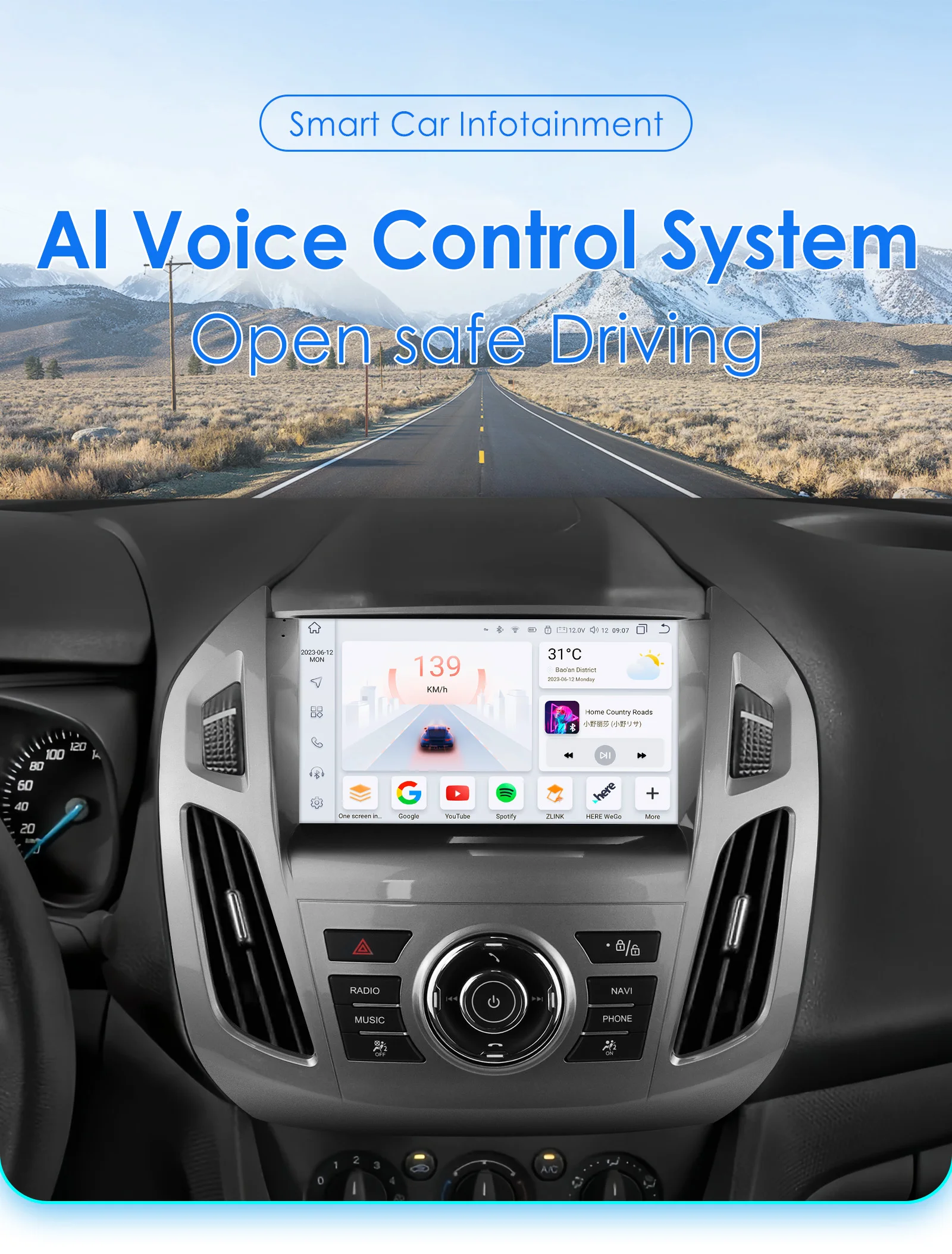 9" Hizpo 2Din CarPlay Android Auto Car Radio for Ford Transit Tourneo Connect 2013 - 2018 UI7862 Multimedia 4G RDS DSP GPS Navi