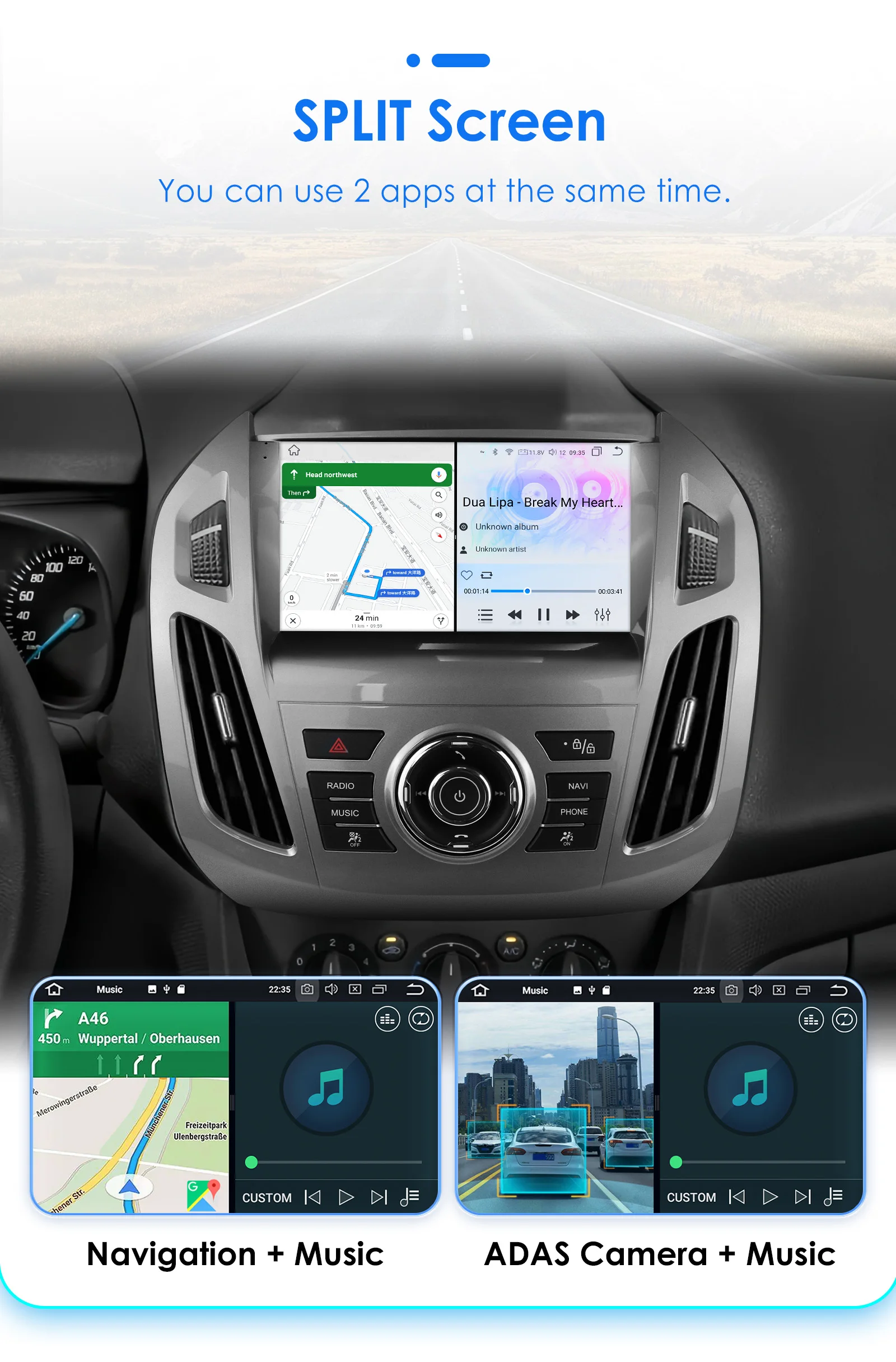 9" Hizpo 2Din CarPlay Android Auto Car Radio for Ford Transit Tourneo Connect 2013 - 2018 UI7862 Multimedia 4G RDS DSP GPS Navi