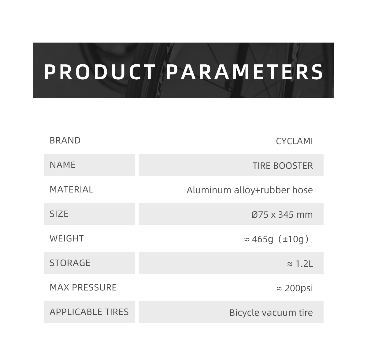 CYCLAMI 1.2L Aluminum Alloy MTB Road Inflator Tyre Air bottle Tire Booster With Valve Gas Cylinder For Bike Tubeless 29" Tire