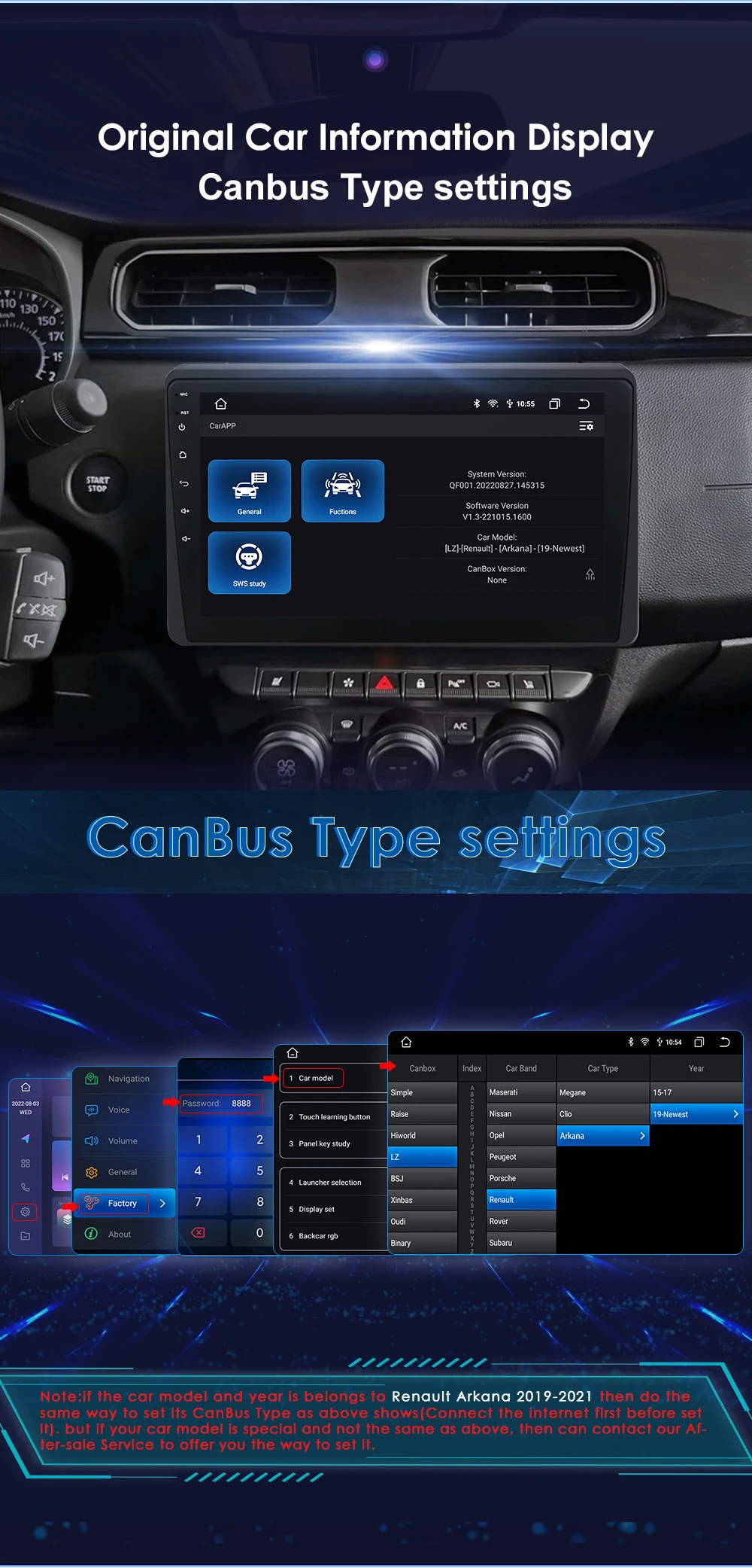 Hizpo 2Din 10.1inch Android Auto Car Radio for Renault Arkana Duster HM 2 2019 - 2021 4G BT CarPlay SWC GPS RDS DSP 360° CAM