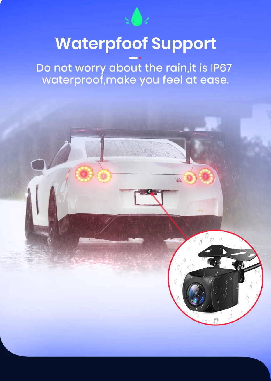 Car Rearview Camera AHD 1080P Radar Alarm WaterProof 145° Wide-Angle Reverse Backup AI Smart Camera for Junsun Car Accessories