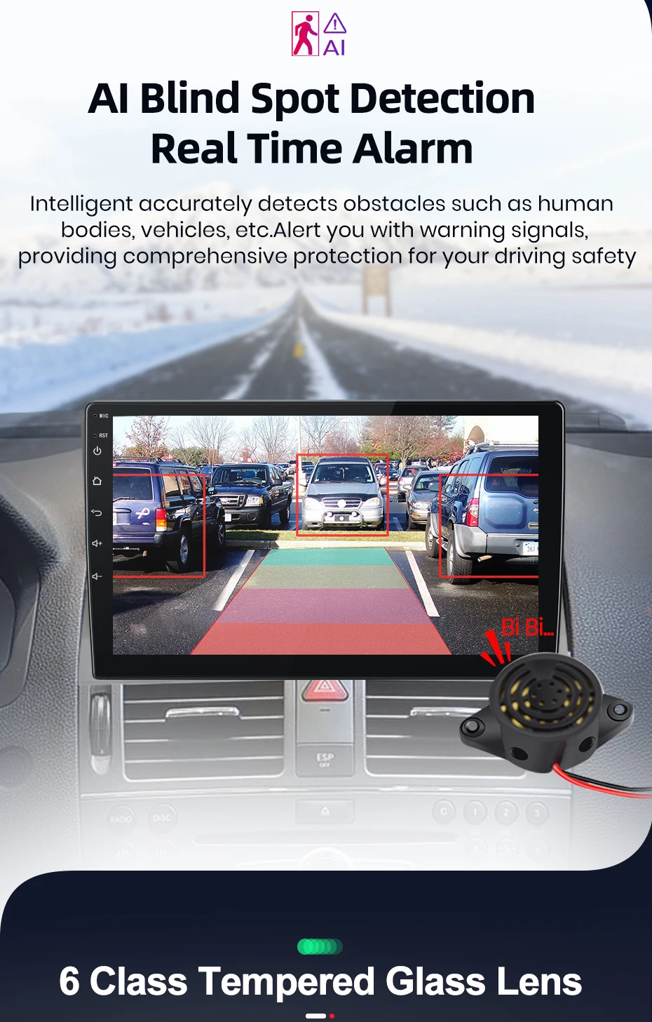 Car Rearview Camera AHD 1080P Radar Alarm WaterProof 145° Wide-Angle Reverse Backup AI Smart Camera for Junsun Car Accessories
