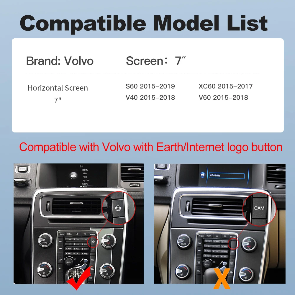 Wireless CarPlay Android Auto interface Decoder Box Mirror Link For Volvo XC60 S60l V60 V40 S60 OEM Car Multimedia Screen