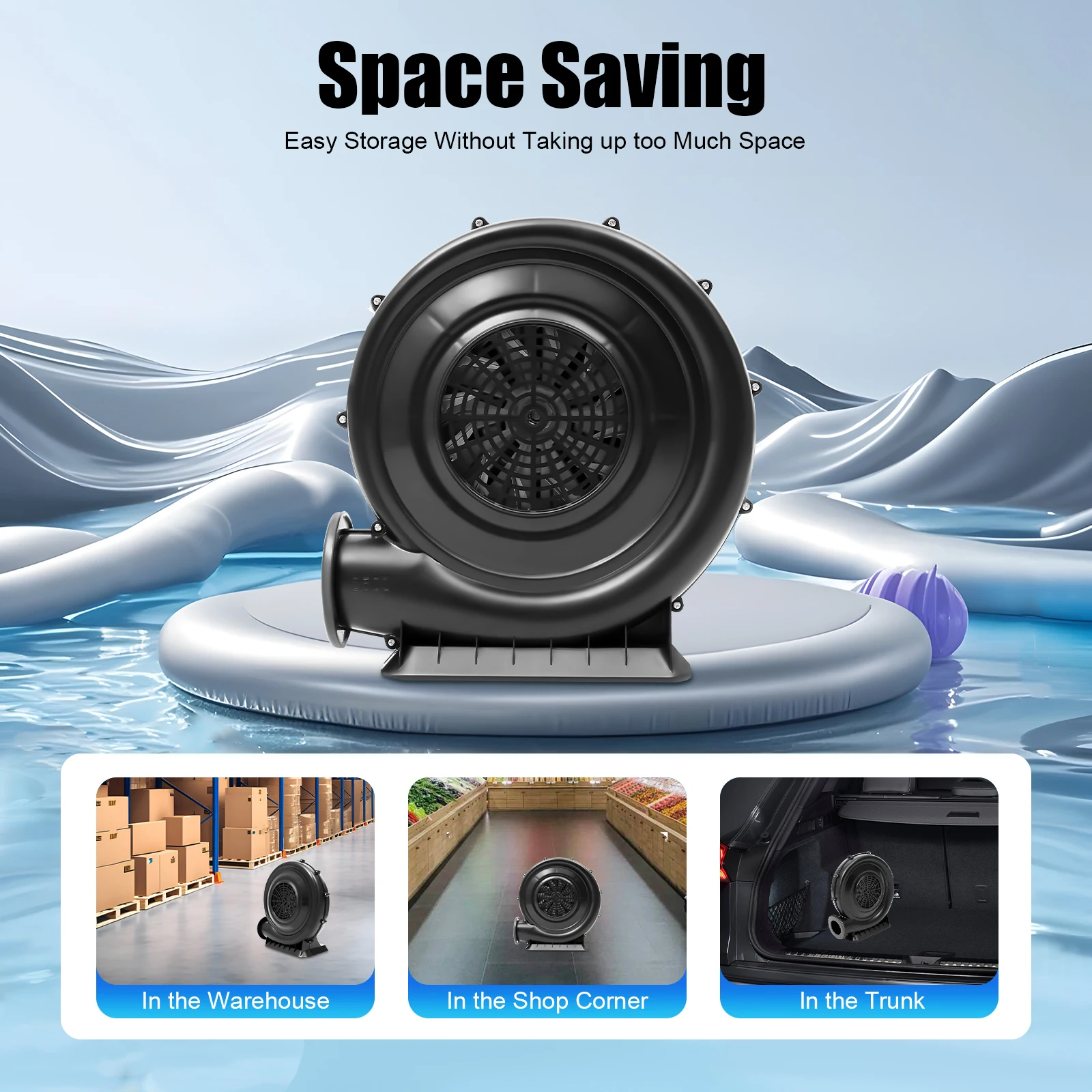 370/250W Air Blower Fan High Pressure Centrifugal Fan Continuous Blower Bouncy Castle Pump