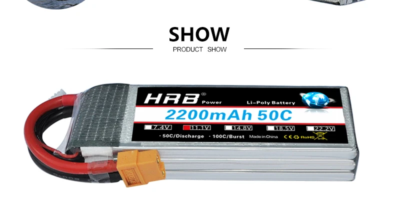 HRB Lipo 4S 6S Battery 14.8V 22.2V 2200mah 50C For RC Car UAV Drone RC Truck RC Truggy RC Airplane