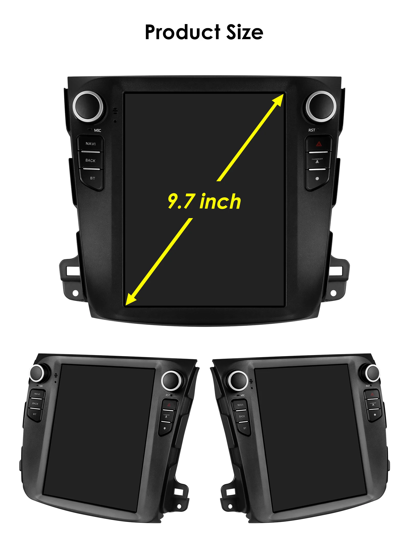 OSSURET 9.7'' Android 13 Car Radio for Mitsubishi Outlander XI 2 2008-2011 Multimedia Stereo Vertical Screen Carplay 360°Camera