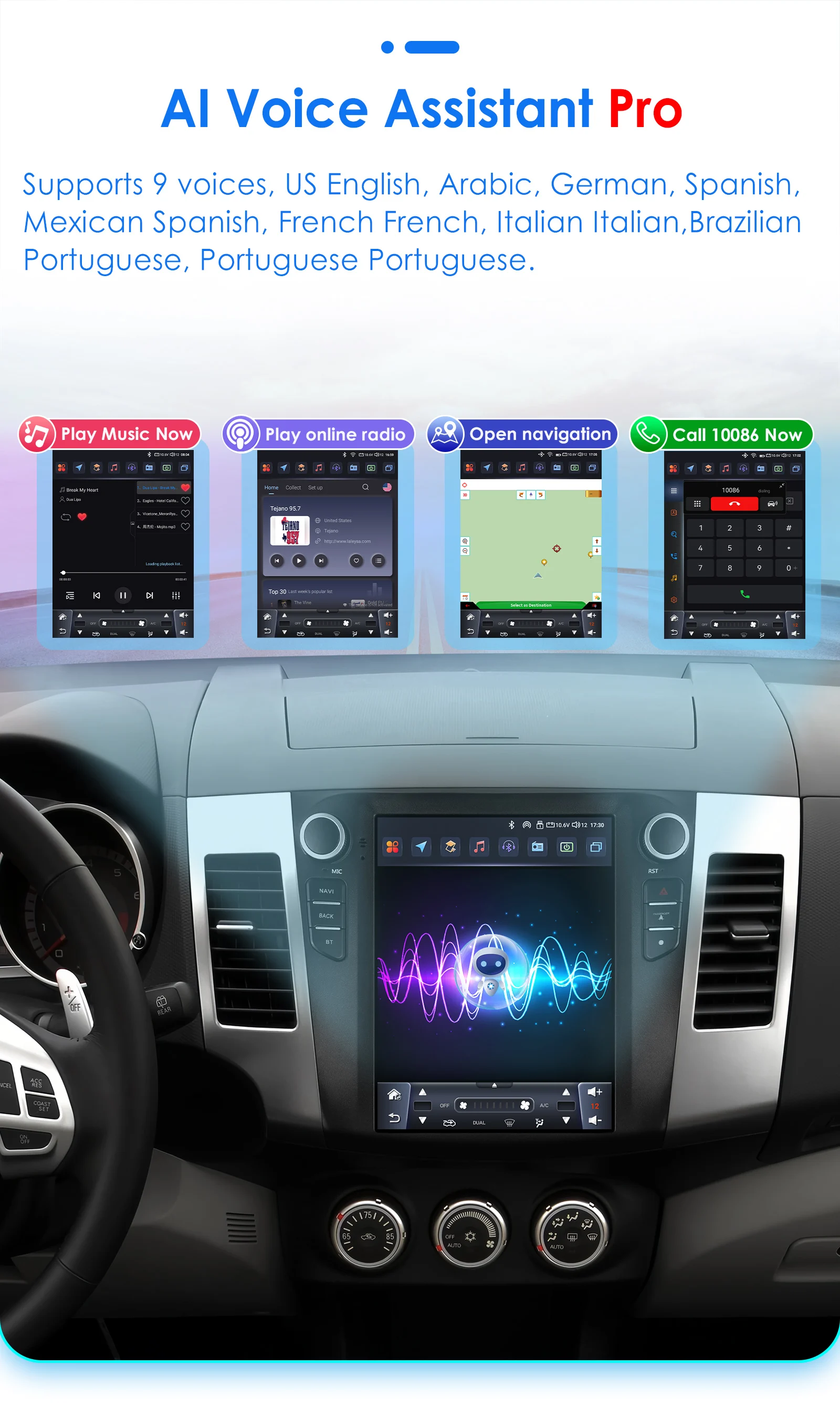 OSSURET 9.7'' Android 13 Car Radio for Mitsubishi Outlander XI 2 2008-2011 Multimedia Stereo Vertical Screen Carplay 360°Camera