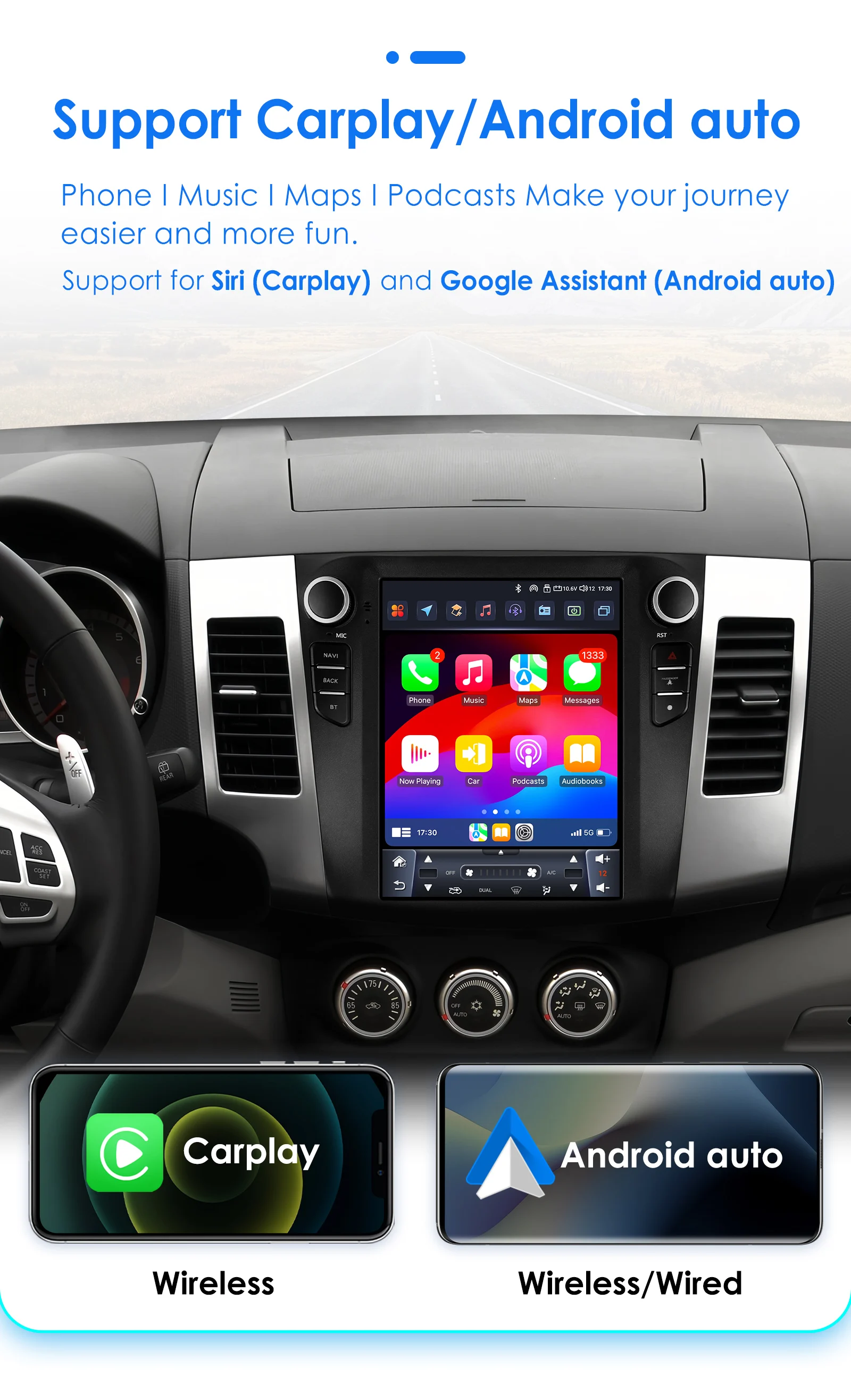 OSSURET 9.7'' Android 13 Car Radio for Mitsubishi Outlander XI 2 2008-2011 Multimedia Stereo Vertical Screen Carplay 360°Camera