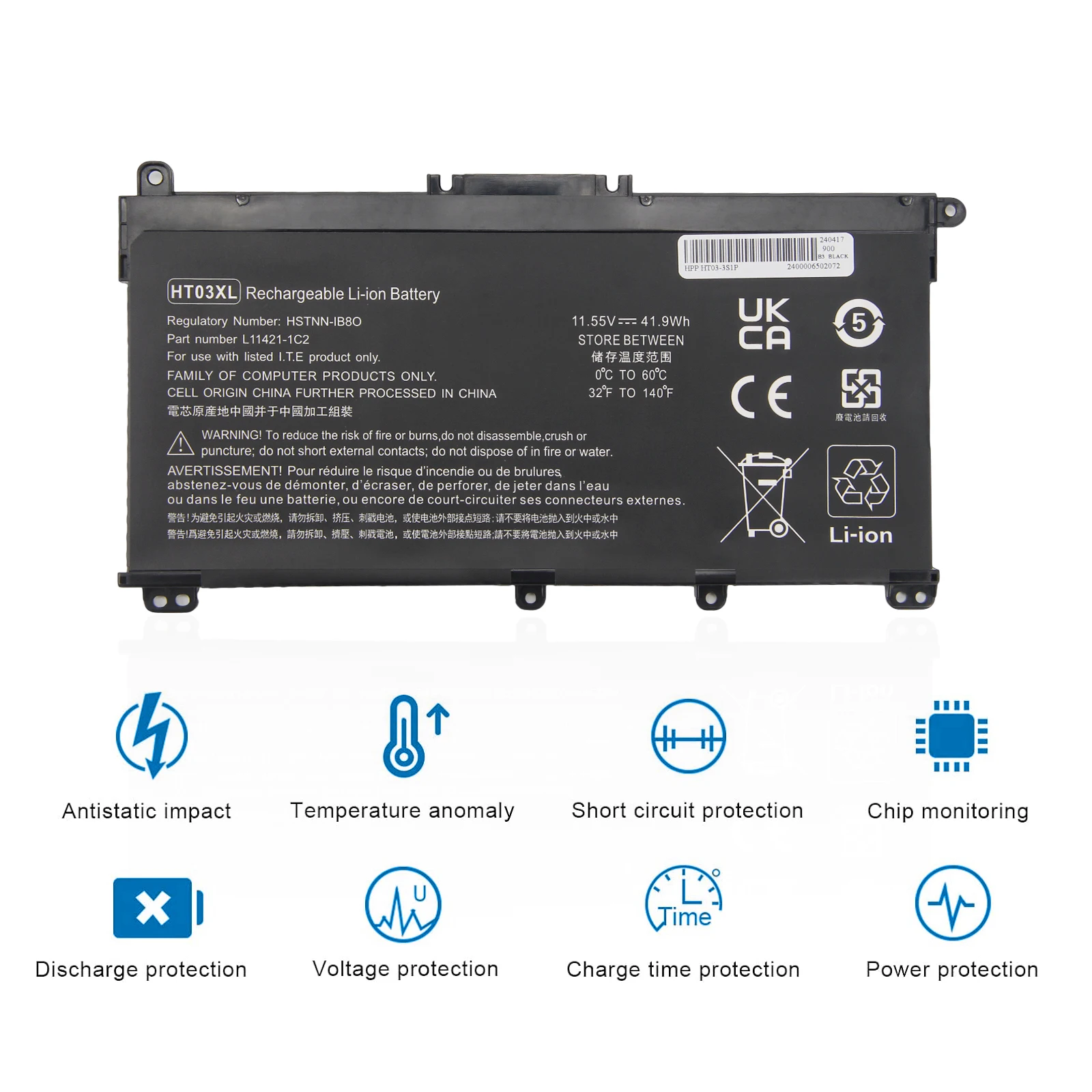 OYOMBA HT03XL 3630mAH Laptop Battery for HP Pavilion 14-CE 14-CF 14-CK 14-CM 14-DH 14-DK 14-DF 14-MA 14Q-CS 14Q-CY 15-CS 17-CA