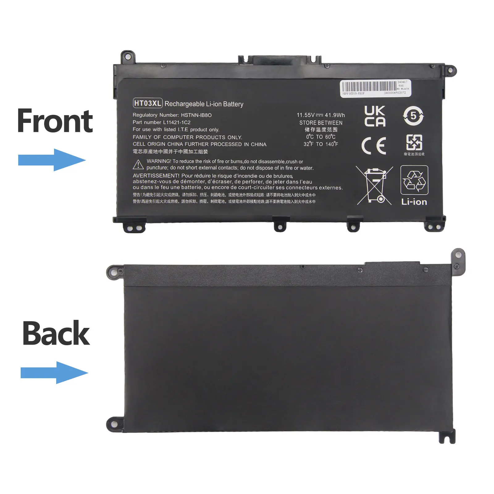 OYOMBA HT03XL 3630mAH Laptop Battery for HP Pavilion 14-CE 14-CF 14-CK 14-CM 14-DH 14-DK 14-DF 14-MA 14Q-CS 14Q-CY 15-CS 17-CA